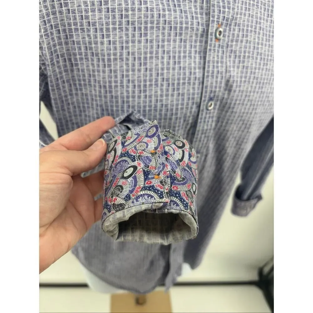 Robert Graham Classic Fit Button Down Shirt Men’s Small Blue Paisley Flip Cuff